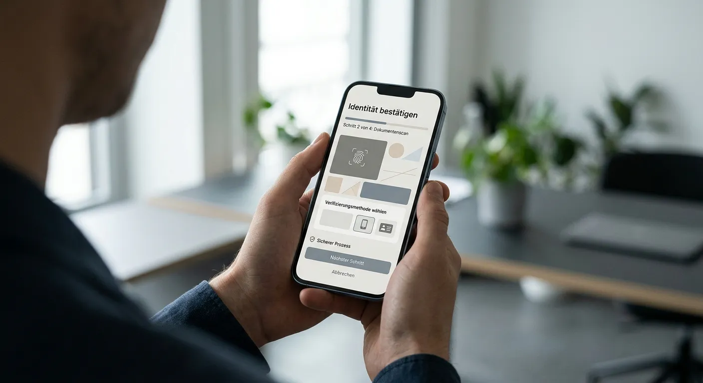 Smartphone mit digitaler Identitätsprüfung als Schufa-Alternative