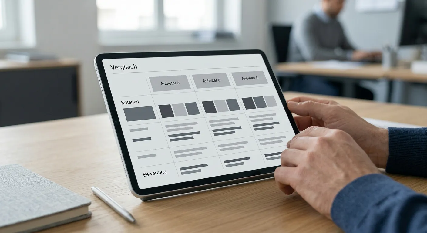Vergleich verschiedener Wettanbieter auf neutralem Tablet-Display