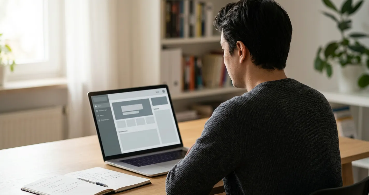 Person recherchiert Wettanbieter-Alternativen nach Paylado-Einstellung am Laptop
