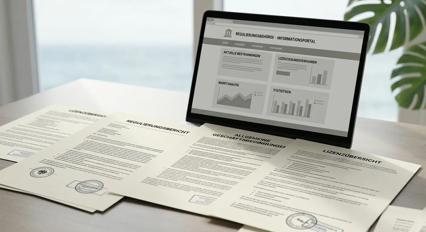 Offizielle Dokumente und Laptop zur Offshore-Regulierung