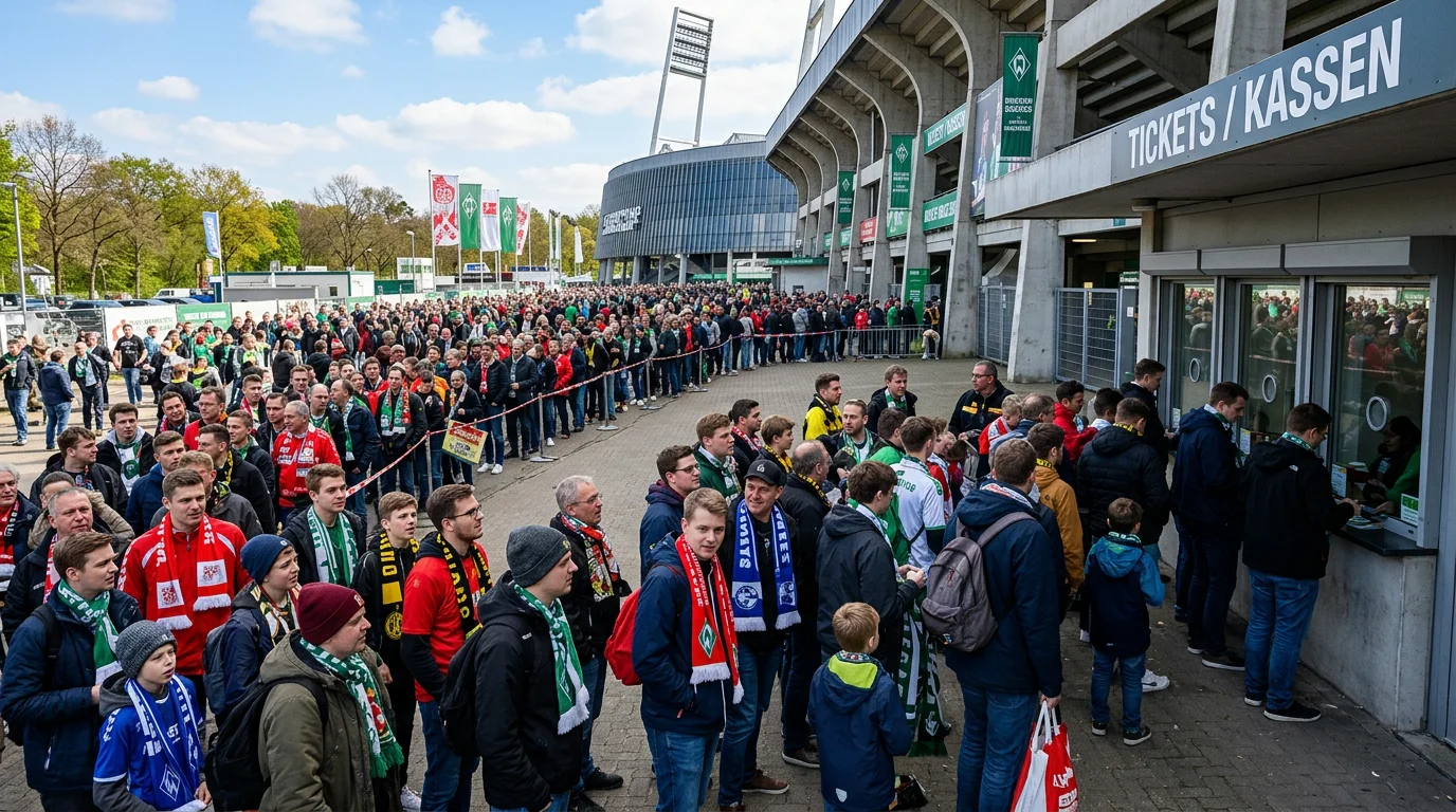 Fans mit DFB-Pokal-Tickets am Stadioneingang vor dem Anpfiff