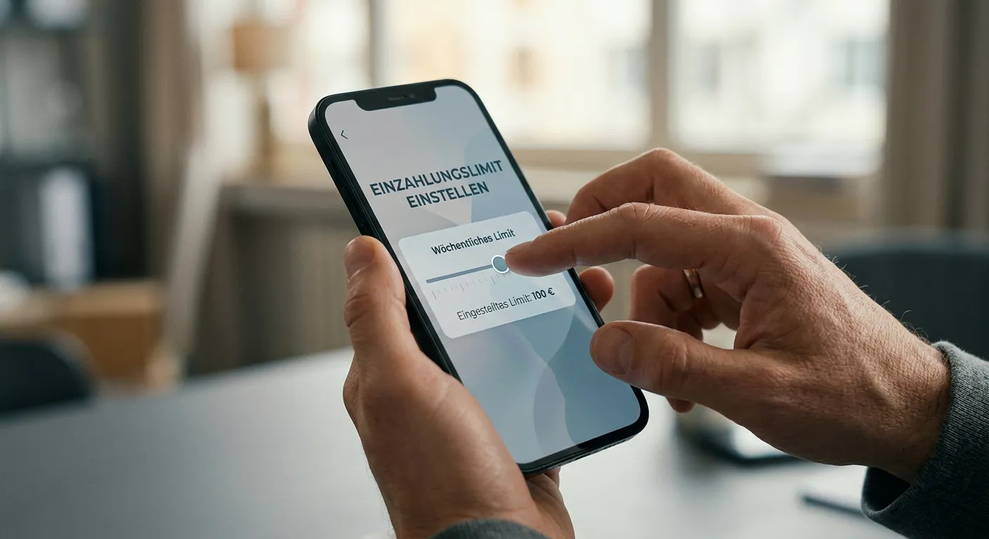 Hand stellt Limit in App-Einstellungen ein