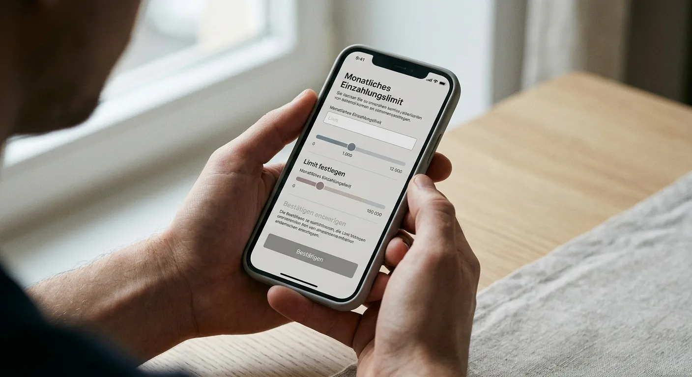 Smartphone mit Einstellungen für Einzahlungslimits
