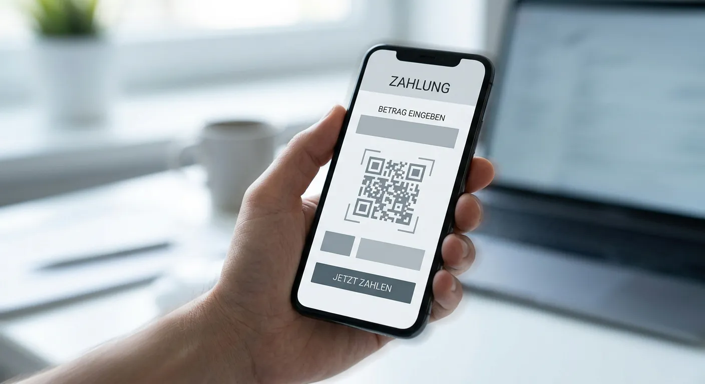 Smartphone mit abstraktem Zahlungsinterface zur Darstellung digitaler Transaktionen