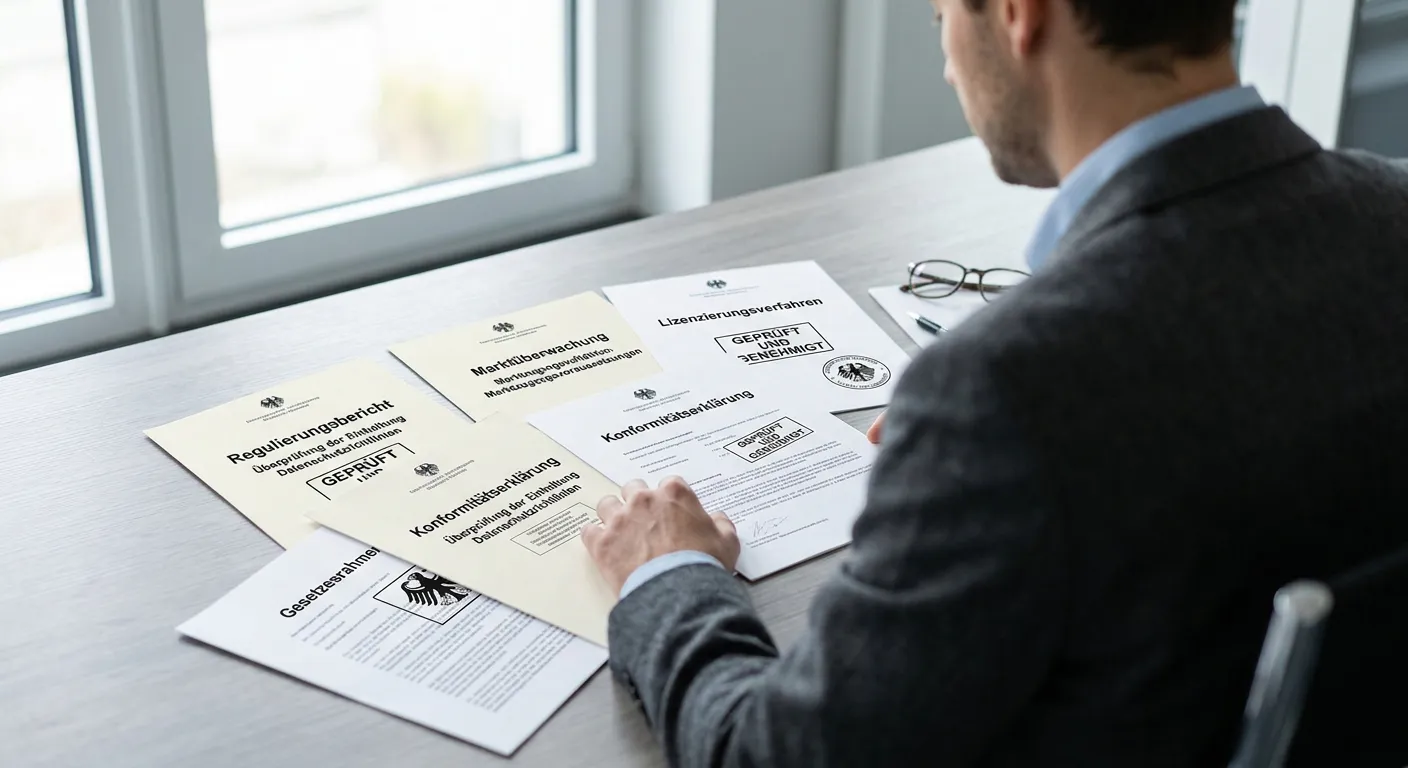 Offizielle Dokumente mit Stempel auf dem Tisch