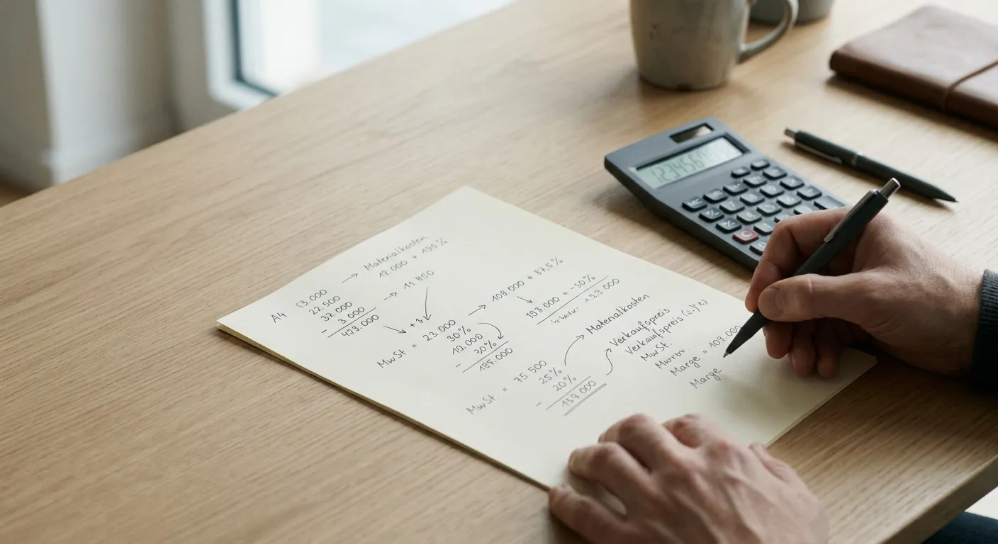 Handschriftliche Berechnung der Wettmarge auf Papier