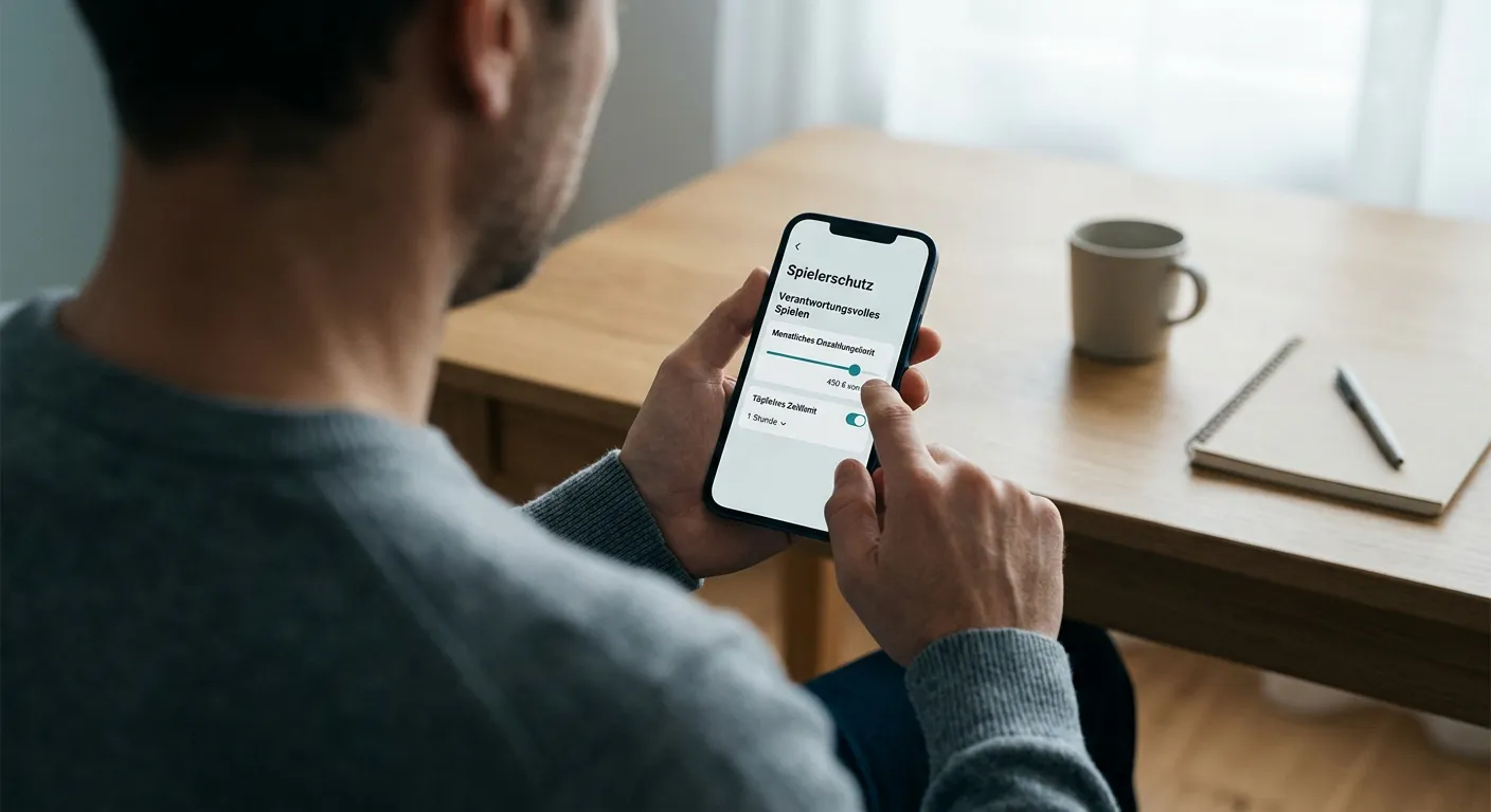 Nutzer konfiguriert Limits und Schutzeinstellungen in Wett-App