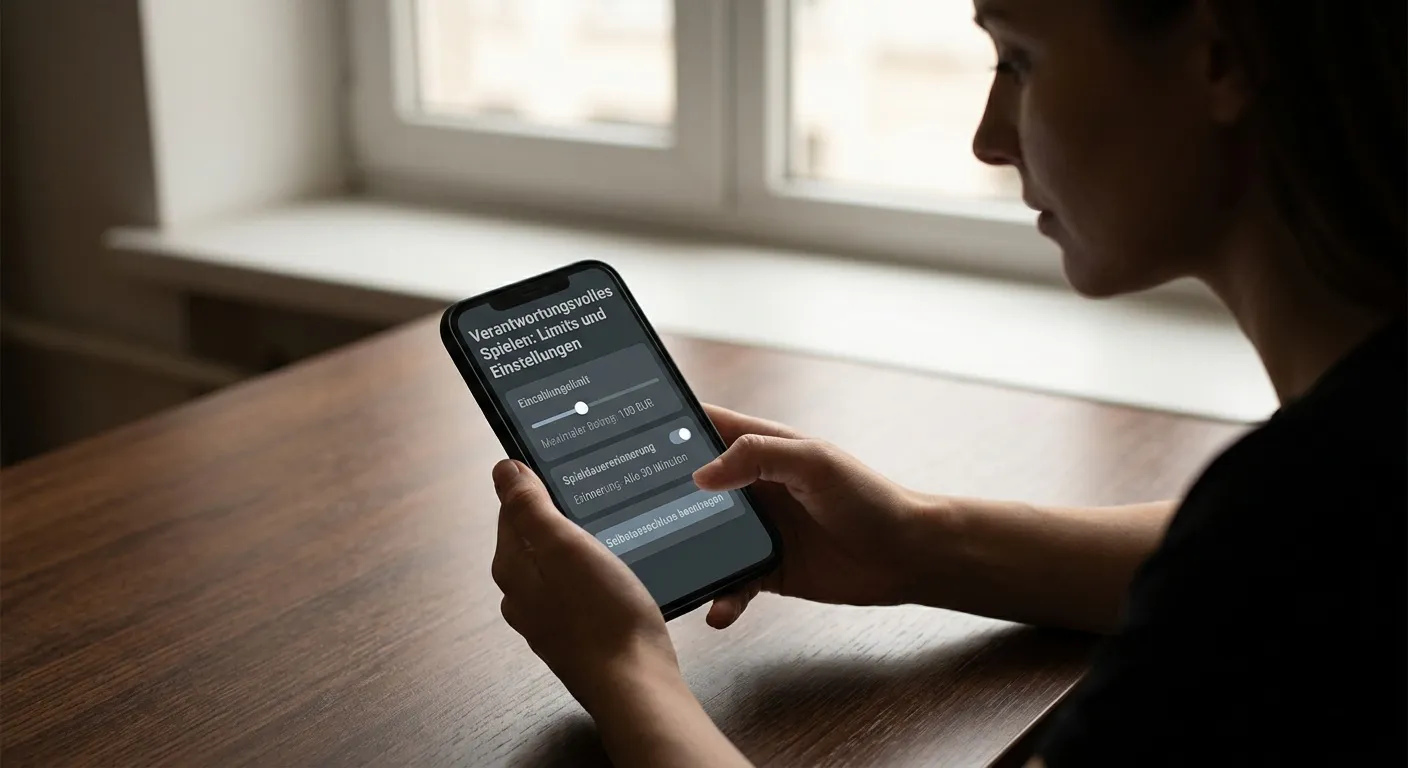 Person setzt Einzahlungslimits am Smartphone