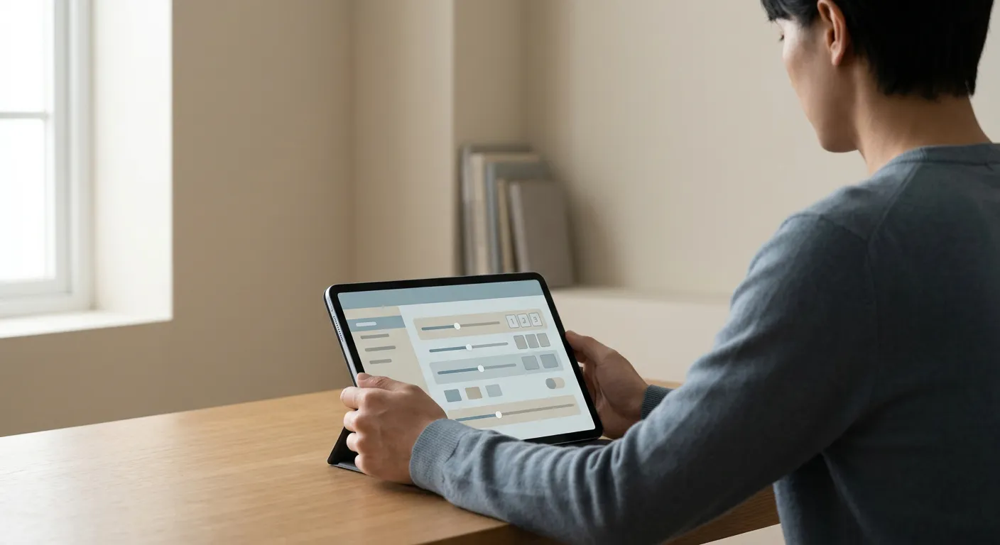 Person setzt Limits in Wett-App auf Tablet