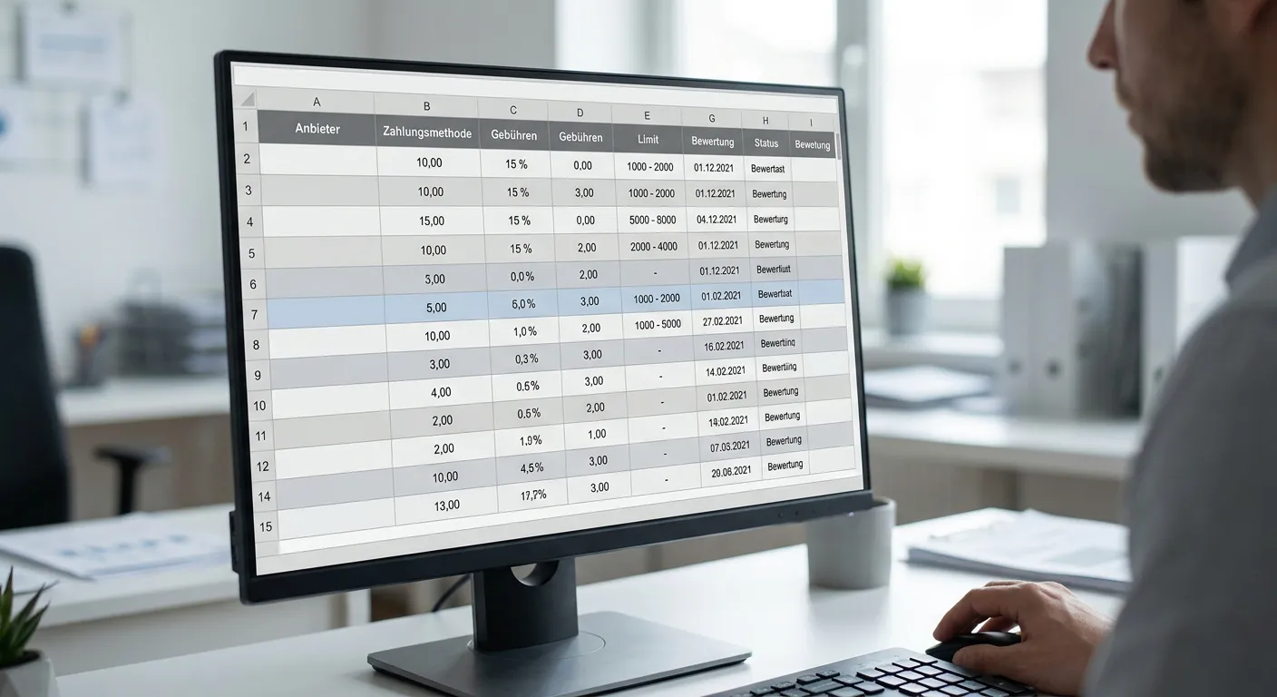 Strukturierte Vergleichsansicht verschiedener Wettanbieter auf Monitor