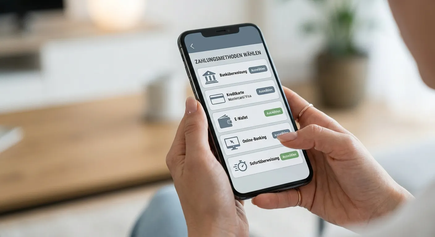 Auswahl von Zahlungsoptionen auf mobilem Gerät
